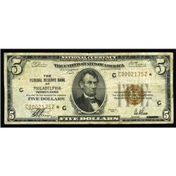 Fr. 1850-C* $5 1929 Federal Reserve Bank Note. Fine.A s Fr. 1850-C* $5 1929 Federal Reserve Bank Not