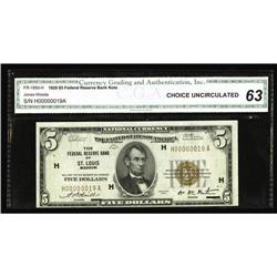 Fr. 1850-H $5 1929 Federal Reserve Bank Note. CGA Choic Fr. 1850-H $5 1929 Federal Reserve Bank Note