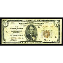 Fr. 1850-L $5 1929 Federal Reserve Bank Note. Very Good Fr. 1850-L $5 1929 Federal Reserve Bank Note
