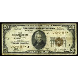 Fr. 1870-J* $20 1929 Federal Reserve Bank Note. Very Go Fr. 1870-J* $20 1929 Federal Reserve Bank No
