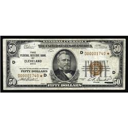 Fr. 1880-D* $50 1929 Federal Reserve Bank Note. Very Fi Fr. 1880-D* $50 1929 Federal Reserve Bank No