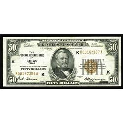 Fr. 1880-K $50 1929 Federal Reserve Bank Note. Very Fin Fr. 1880-K $50 1929 Federal Reserve Bank Not