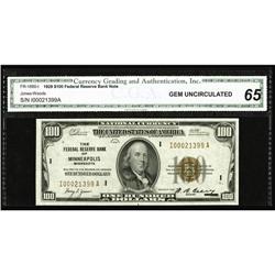 Fr. 1890-I $100 1929 Federal Reserve Bank Note. CGA Gem Fr. 1890-I $100 1929 Federal Reserve Bank No
