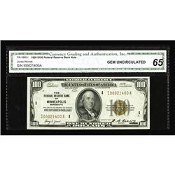 Fr. 1890-I $100 1929 Federal Reserve Bank Note. CGA Gem Fr. 1890-I $100 1929 Federal Reserve Bank No