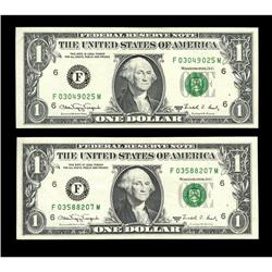 Fr. 1917-F $1 1988A Federal Reserve Web Notes.Two Examp Fr. 1917-F $1 1988A Federal Reserve Web Note