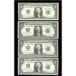 Fr. 1917-G $1 1988A Federal Reserve Web Notes. Four Exa Fr. 1917-G $1 1988A Federal Reserve Web Note
