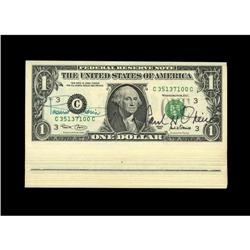 Dual Courtesy Autographed Fr. 1926-C $1 2001 Federal Re Dual Courtesy Autographed Fr. 1926-C $1 2001