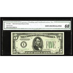 Fr. 1960-I $5 1934D Federal Reserve Note. CGA Gem Uncir Fr. 1960-I $5 1934D Federal Reserve Note. CG