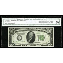 Fr. 2002-H $10 1928B DGS Federal Reserve Note. CGA Gem Fr. 2002-H $10 1928B DGS Federal Reserve Note