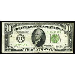 Fr. 2003-D $10 1928C Federal Reserve Note. Very Fine.Th Fr. 2003-D $10 1928C Federal Reserve Note. V