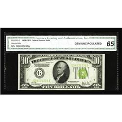 Fr. 2003-G $10 1928C Federal Reserve Note. CGA Gem Unci Fr. 2003-G $10 1928C Federal Reserve Note. C