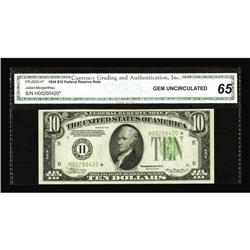 Fr. 2005-H* $10 1934 Federal Reserve Note. CGA Gem 65 Fr. 2005-H* $10 1934 Federal Reserve Note. CGA