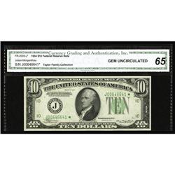 Fr. 2005-J* $10 1934 Mule Federal Reserve Star Note. CG Fr. 2005-J* $10 1934 Mule Federal Reserve No