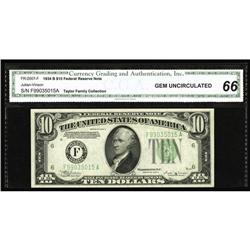 Fr. 2007-F $10 1934B Federal Reserve Note. CGA Gem Unci Fr. 2007-F $10 1934B Federal Reserve Note. C