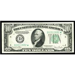Fr. 2009-D* $10 1934D Federal Reserve Star Note. Choice Fr. 2009-D* $10 1934D Federal Reserve Note. 