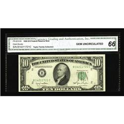 Fr. 2010-B $10 1950 Narrow Federal Reserve Note. CGA Ge Fr. 2010-B $10 1950 Narrow Federal Reserve N