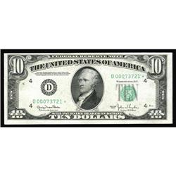 Fr. 2010-D* $10 1950 Wide Federal Reserve Note. Very Ch Fr. 2010-D* $10 1950 Wide Federal Reserve No