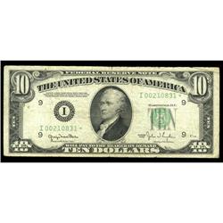 Fr. 2010-I* $10 1950 Narrow Federal Reserve Note. Fine. Fr. 2010-I* $10 1950 Narrow Federal Reserve 