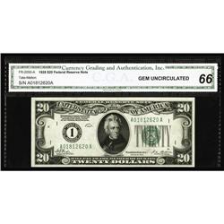 Fr. 2050-A $20 1928 Federal Reserve Note. CGA Gem Uncir Fr. 2050-A $20 1928 Federal Reserve Note. CG