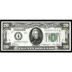 Fr. 2050-D $20 1928 Federal Reserve Note. Gem Crisp Unc Fr. 2050-D $20 1928 Federal Reserve Note. Ge