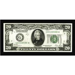 A Trio of Small Size Star Notes.Fr. 1528* $5 1928C Lega Fr. 2052-G* $20 1928B Federal Reserve Note. 