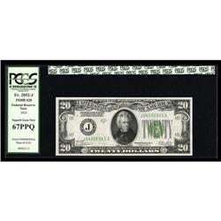 Fr. 2052-J $20 1928B Federal Reserve Note. PCGS Superb Fr. 2052-J $20 1928B Federal Reserve Note. PC