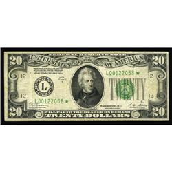 Fr. 2052-L* $20 1928B Federal Reserve Note. Very Fine.A Fr. 2052-L* $20 1928B Federal Reserve Note. 