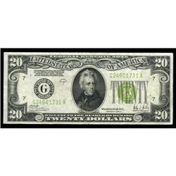 Fr. 2053-G $20 1928C Federal Reserve Note. Very Fine. T Fr. 2053-G $20 1928C Federal Reserve Note. V