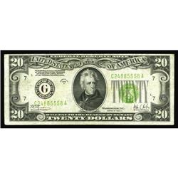 Fr. 2053-G $20 1928C Federal Reserve Note. Very Fine.Th Fr. 2053-G $20 1928C Federal Reserve Note. V