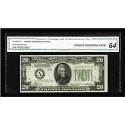 Fr. 2054-A* $20 1934 Mule Federal Reserve Star Note. CG Fr. 2054-A* $20 1934 Mule Federal Reserve No
