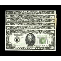 Fr. 2054-B $20 1934 Federal Reserve Note.. Fr. 2054-B $20 1934 Federal Reserve Notes. Six Consecutiv