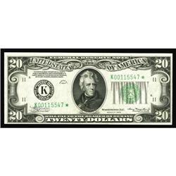 Fr. 2054-K* $20 1934 Mule Federal Reserve Note. Choice Fr. 2054-K* $20 1934 Mule Federal Reserve Not