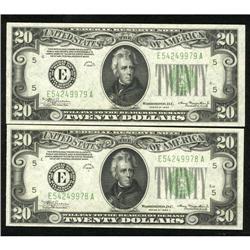 Fr. 2055-E/2054-E $20 1934A/1934 Federal Reserve Notes. Fr. 2055-E/2054-E $20 1934A/1934 Federal Res