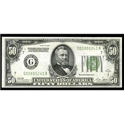 Fr. 2101-G $50 1928A Federal Reserve Note. Choice Crisp Fr. 2101-G $50 1928A Federal Reserve Note. C