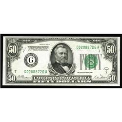 Fr. 2101-G $50 1928A Federal Reserve Note. Choice Crisp Fr. 2101-G $50 1928A Federal Reserve Note. C