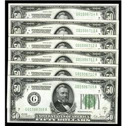 Fr. 2101-G $50 1928A Federal Reserve Notes. Six Consecu Fr. 2101-G $50 1928A Federal Reserve Notes. 