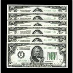 Fr. 2101-G $50 1928A Federal Reserve Notes. Six Consecu Fr. 2101-G $50 1928A Federal Reserve Notes. 