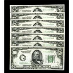 Fr. 2101-G $50 1928A Federal Reserve Notes. Seven Conse Fr. 2101-G $50 1928A Federal Reserve Notes. 
