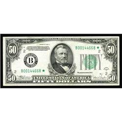 Fr. 2105-B* $50 1934C Federal Reserve Note. Extremely F Fr. 2105-B* $50 1934C Federal Reserve Note. 