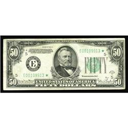 Fr. 2106-E* $50 1934D Federal Reserve Note. Very Fine. Fr. 2106-E* $50 1934D Federal Reserve Note. V