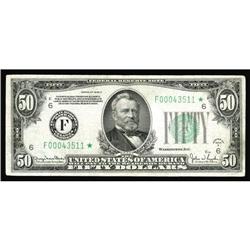Fr. 2106-F* $50 1934D Federal Reserve Note. Extremely F Fr. 2106-F* $50 1934D Federal Reserve Note. 