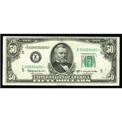 Fr. 2111-E* $50 1950D Federal Reserve Note. Choice Unci Fr. 2111-E* $50 1950D Federal Reserve Note. 