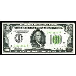Fr. 2152-D $100 1934 Federal Reserve Note. Gem Crisp Un Fr. 2152-D $100 1934 Federal Reserve Note. G