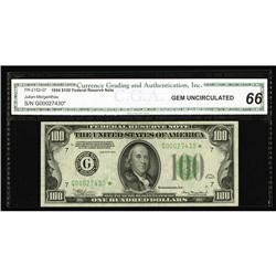 Fr. 2152-G* $100 1934 DGS Federal Reserve Note. CGA Gem Fr. 2152-G* $100 1934 DGS Federal Reserve No