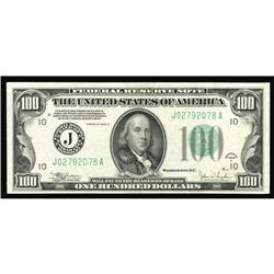 Fr. 2155-J $100 1934C Mule Federal Reserve Note. Crisp Fr. 2155-J $100 1934C Mule Federal Reserve No