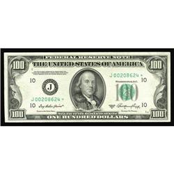 Fr. 2158-J* $100 1950A Federal Reserve Note. Choice Unc Fr. 2158-J* $100 1950A Federal Reserve Note.