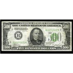 Fr. 2201-B $500 1934 Federal Reserve Note. Very Fine. Fr. 2201-B $500 1934 Federal Reserve Note. Ver