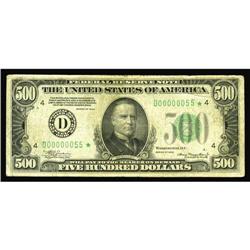 Fr. 2201-D* $500 1934 Federal Reserve Note. Fine.This n Fr. 2201-D* $500 1934 Federal Reserve Note. 