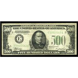 Fr. 2201-E $500 1934 Federal Reserve Note. Very Fine. Fr. 2201-E $500 1934 Federal Reserve Note. Ver