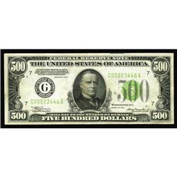 Fr. 2201-G $500 1934 Light Green Seal Federal Reserve N Fr. 2201-G $500 1934 Light Green Seal Federa